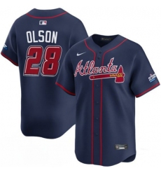 Men's Atlanta Braves #28 Matt Olson Navy 2025 Speedway Classic Alternate Limited Stitched Baseball Jersey