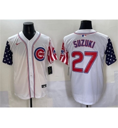 Men's Chicago Cubs #27 Seiya Suzuki White 2025 Independence Day Vapor Premier Limited Stitched Baseball Jersey