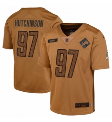 Youth Detroit Lions #97 Aidan Hutchinson Nike Brown 2023 Salute To Service Limited Jersey
