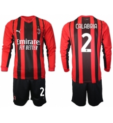 Men 2021-2022 Club Ac Milan home red Long Sleeve 2 Soccer Jersey