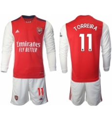 Men 2021-2022 Club Arsenal home red Long Sleeve 11 Soccer Jersey