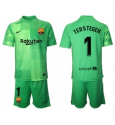 Men 2021-2022 Club Barcelona green goalkeeper 1 Soccer Jersey