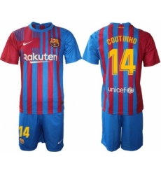 Men 2021-2022 Club Barcelona home blue 14 Nike Soccer Jerseys