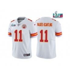 Men's Kansas City Chiefs #11 Marquez Valdes-Scantling White Super Bowl LVII Patch Vapor Untouchable Limited Stitched Jersey