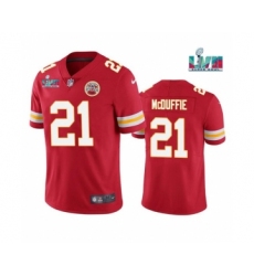Men's Kansas City Chiefs #21 Trent McDuffie Red Super Bowl LVII Patch Vapor Untouchable Limited Stitched Jersey