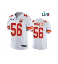 Men's Kansas City Chiefs #56 George Karlaftis White Super Bowl LVII Patch Vapor Untouchable Limited Stitched Jersey