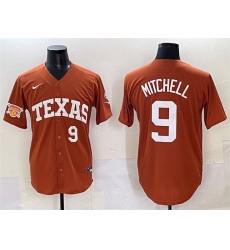 Men's Texas Longhorns #9 Joley Mitchell Orange 2025 Softball National Champions & SEC Patch Stitched Jersey