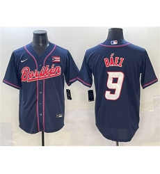 Men's Puerto Rico Baseball #9 Javier Báez Navy 2023 World Baseball Classic Stitched Jersey