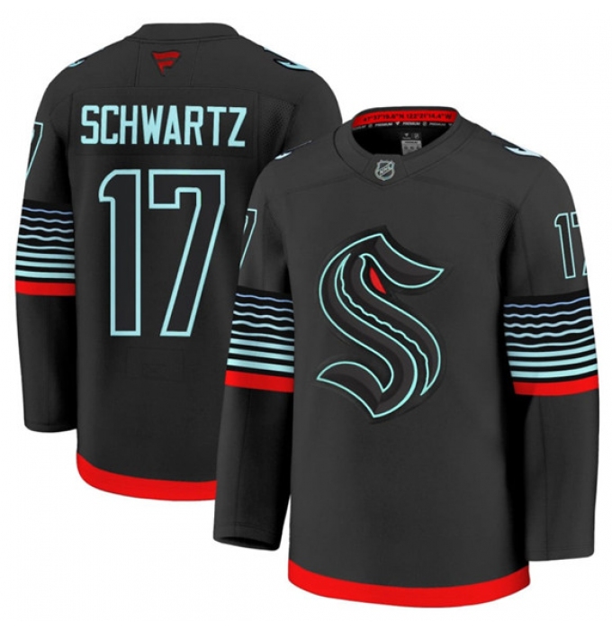 Men's Seattle Kraken #17 Jaden Schwartz Black Alternate Stitched Hockey Jersey