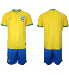 Men's Brazil Blank Yellow Home Soccer Jersey Suit