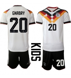 Youth Germany #20 GNABRY National Team FIFA x World Cup 2026 Home White On Field Kids Jersey