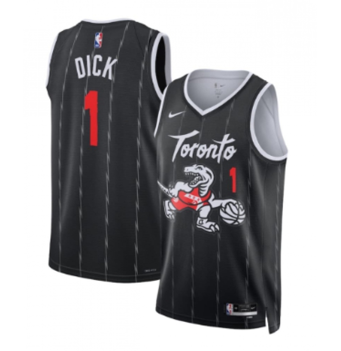 Men's Toronto Raptors #1 Gradey Dick Black 2025-26 City Edition Stitched Basketball Jersey