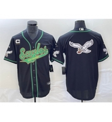 Men's Nike Philadelphia Eagles Black Team Big Logo C Cool Base Stitched Baseball Jersey