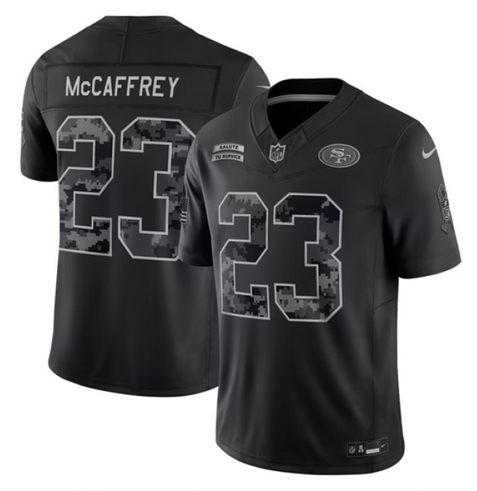 Men's San Francisco 49ers #23 Christian McCaffrey Black 2026 F.U.S.E. Salute to Service Limited Stitched Football Jersey