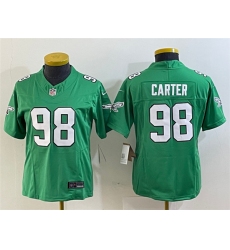 Women's Philadelphia Eagles #98 Jalen Carter Green 2023 F.U.S.E. Stitched Football Jersey