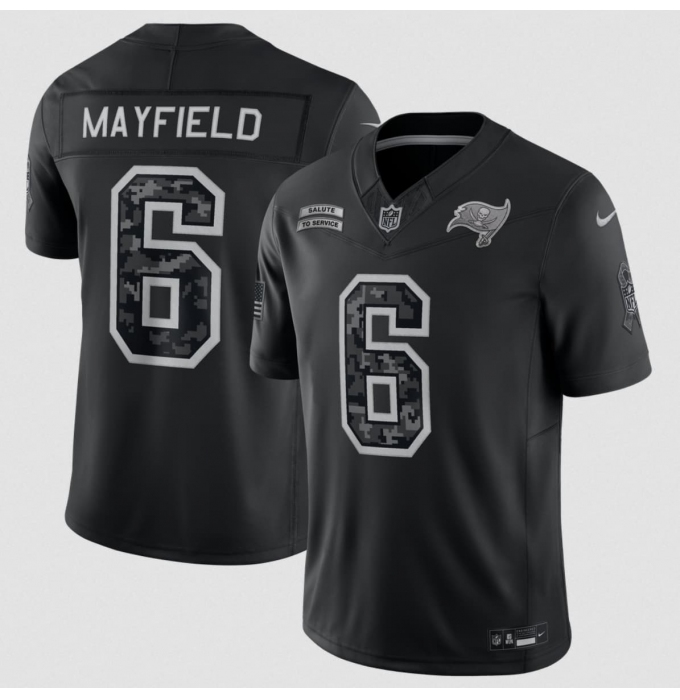 Men's Tampa Bay Buccaneers #6 Baker Mayfield Black 2026 F.U.S.E. Salute to Service Limited Football Stitched Jersey