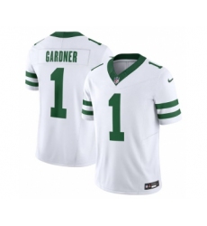 Men's Nike New York Jets #1 Ahmad Sauce Gardner White 2023 F.U.S.E. Vapor Limited Throwback Stitched Football Jersey