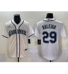 Men's Seattle Mariners #29 Cal Raleigh White Cool Base Stitched Baseball Jersey