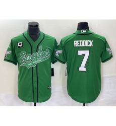Men's Nike Philadelphia Eagles #7 Haason Reddick Green C Cool Base Stitched Baseball Jersey