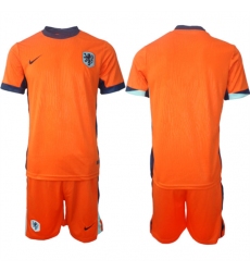 Men's Netherlands Custom Orange 2024-25 Home Soccer Jersey Suit