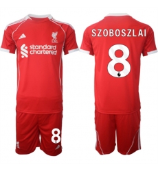 Men's Liverpool #8 Dominik Szoboszlai 2025 Red Home Soccer Jersey Suit