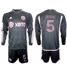 Men's Inter Miami CF #5 sergio 2023-24 Black Away Soccer Jersey Suit