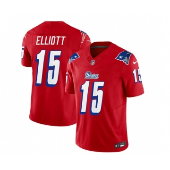 Men's Nike New England Patriots #15 Ezekiel Elliott Red 2023 F.U.S.E. Vapor Limited Football Stitched Jersey Men's Nike New England Patriots #15 Ezekiel Elliott Red 2023 F.U.S.E. Vapor Limited Football Stitched Jersey