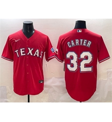 Men's Texas Rangers #32 Evan Carter Red Cool Base Stitched Baseball Jersey