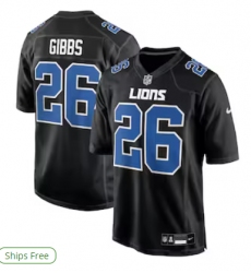 Men's Detroit Lions #26 Jahmyr Gibbs Nike Carbon Black Fashion Jersey