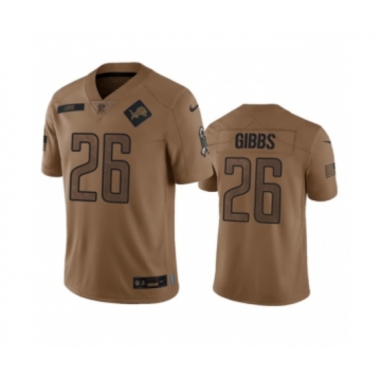 Men's Nike Detroit Lions #26 Jahmyr Gibbs 2023 Brown Salute To Service Limited Football Stitched Jersey Men's Nike Detroit Lions #26 Jahmyr Gibbs 2023 Brown Salute To Service Limited Football Stitched Jersey