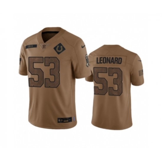 Men's Nike Indianapolis Colts #53 Shaquille Leonard 2023 Brown Salute To Sertvice Limited Football Stitched Jersey Men's Nike Indianapolis Colts #53 Shaquille Leonard 2023 Brown Salute To Sertvice Limited Football Stitched Jersey