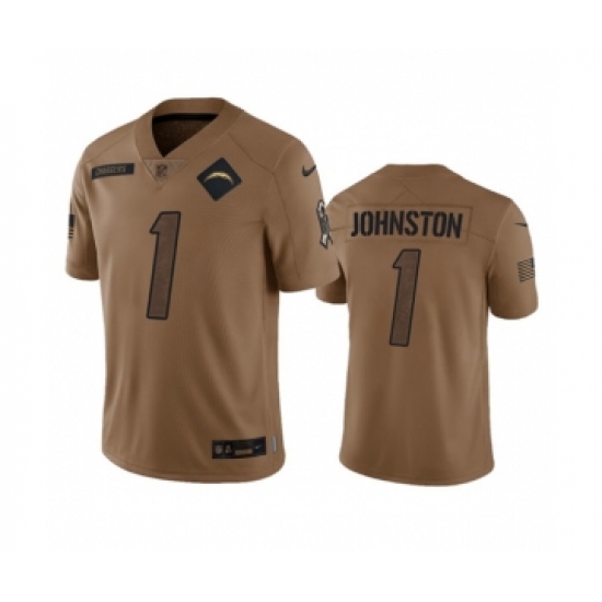 Men's Nike Los Angeles Chargers #1 Quentin Johnston 2023 Brown Salute To Service Limited Football Stitched Jersey Men's Nike Los Angeles Chargers #1 Quentin Johnston 2023 Brown Salute To Service Limited Football Stitched Jersey