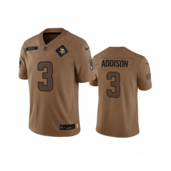 Men's Nike Minnesota Vikings #3 Jordan Addison 2023 Brown Salute To Service Limited Football Stitched Jersey Men's Nike Minnesota Vikings #3 Jordan Addison 2023 Brown Salute To Service Limited Football Stitched Jersey