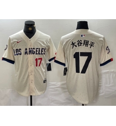 Men's Los Angeles Dodgers #17 大谷翔平 Cream Stitched Baseball Jersey