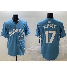 Men's Los Angeles Dodgers #17 大谷翔平 Light Blue Limited Stitched Baseball Jersey