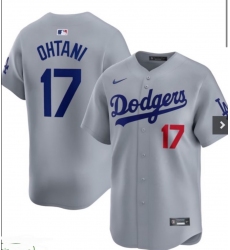 Men's Los Angeles Dodgers #17 Shohei Ohtani Gray Cool Base Stitched Baseball Jersey