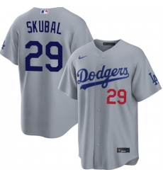 Mens Los Angeles Dodgers #29 Tarik Skubal Gray Cool Base Stitched Baseball Jersey