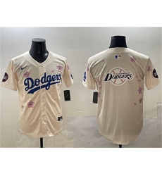 Men's Los Angeles Dodgers Team Big Logo Cream 2025 Tokyo Series Limited Stitched Baseball Jersey