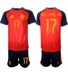 Men's Spain #17 WILLIAMS JR. National Team FIFA x World Cup 2026 Home Red On Field Jerseys