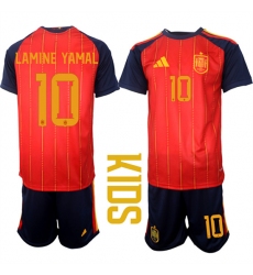 Youth Spain #10 LAMINE YAMAL National Team FIFA x World Cup 2026 Home Red On Field Kids Jerseys