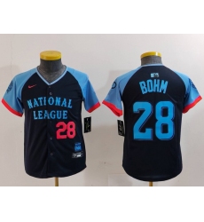 Youth Philadelphia Phillies #28 Alec Bohm Number Navy 2024 All Star Limited Stitched Jersey