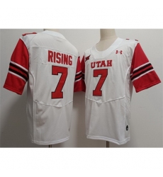 Men's Utah Utes Cameron Rising #7 White Stitched NCAA Football Jersey