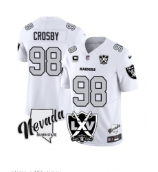 Men’s Raiders 2025 Vapor Limited Jersey  65th Anniversary  All Stitched White 98 Maxx Crosby Jersey