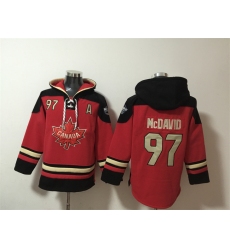 Men's Team Canada #97 Connor McDavid Red Black Ageless Must-Have Lace-Up Pullover Hoodie