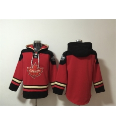 Men's Team Canada Blank 2025 Red Black Ageless Must-Have Lace-Up Pullover Hoodie