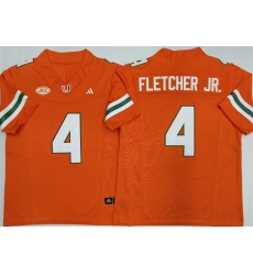 Men's Miami Hurricanes #4 Mark Fletcher Jr. Orange F.U.S.E. 2026 Stitched Football Jersey