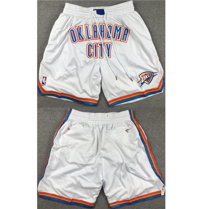 Men's Oklahoma City Thunder White Shorts (Run Small)