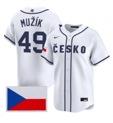 Men's Czech Republic Baseball #49 Martin Muk Nike White 2026 World Baseball Classic Jersey