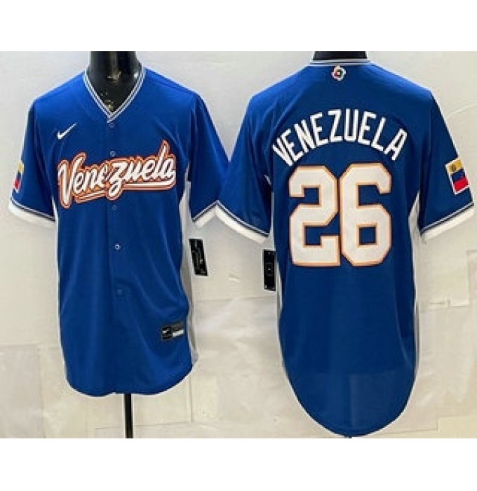 Men's Venezuela #26 Campeones Blue 2026 World Baseball Classic Cool Base Jersey