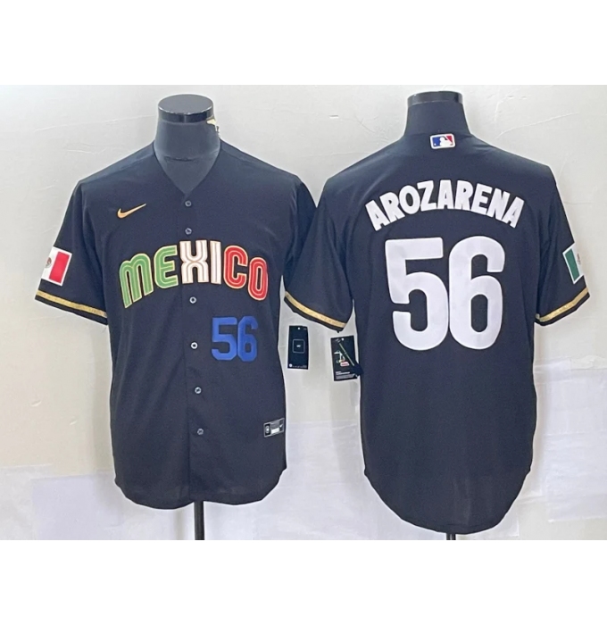 Men's Mexico Baseball #56 Randy Arozarena Black Stitched Jersey